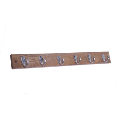 Wall Hanger - natural wood - 6 hooks